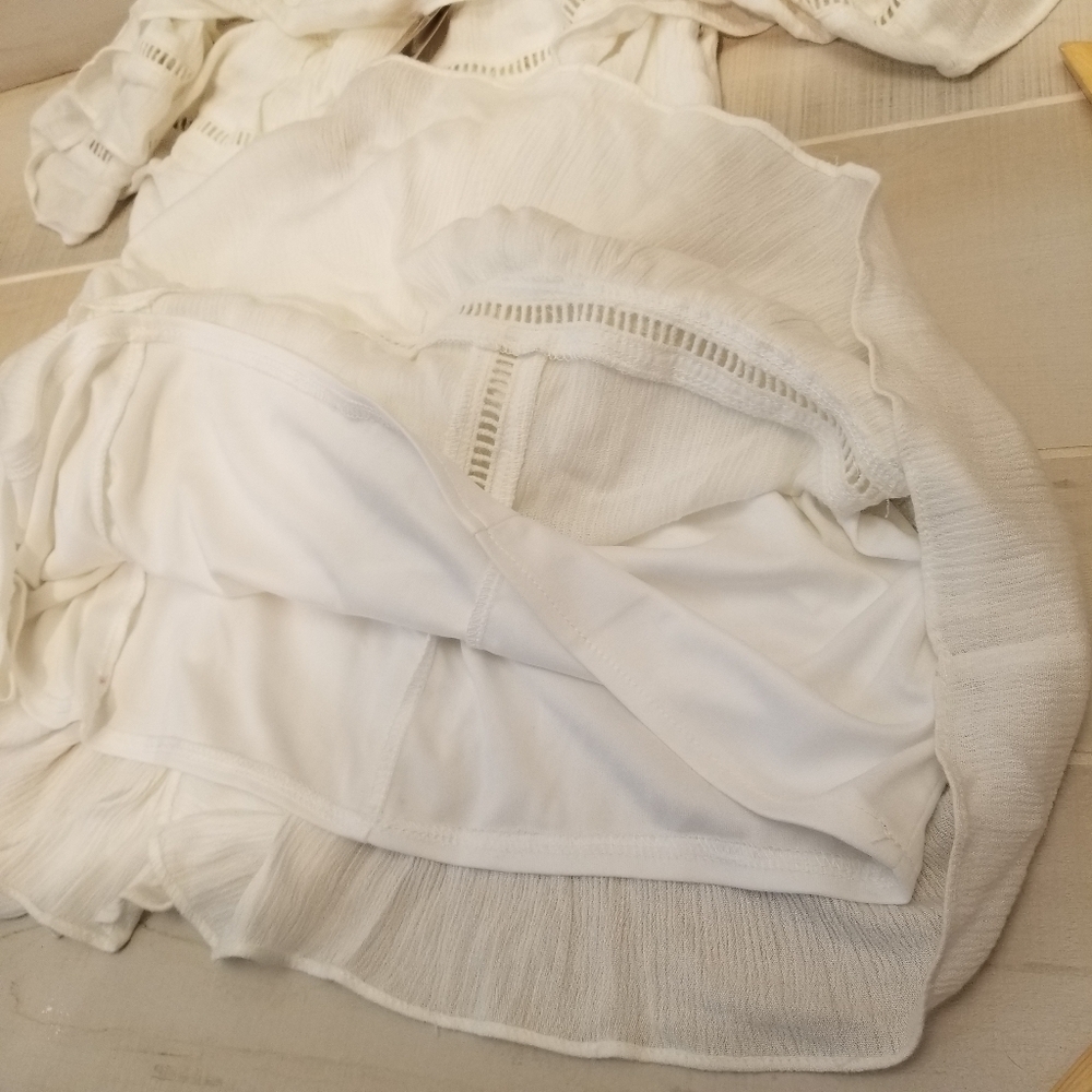 {M} NWT Francesca Casola Lace Off The Shoulder Corset Tie Back Ivory Dress - Picture 11 of 14